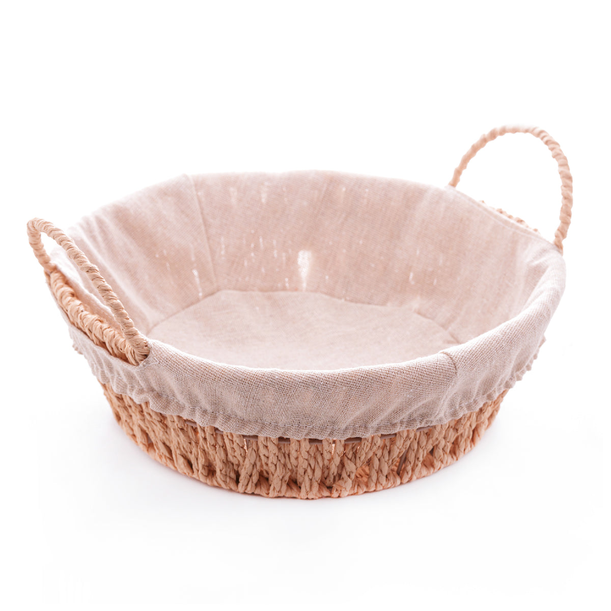Cesta Redonda de Papel com Forro em Tecido com Alça 27cm x 24cm x 12cm - Wolff