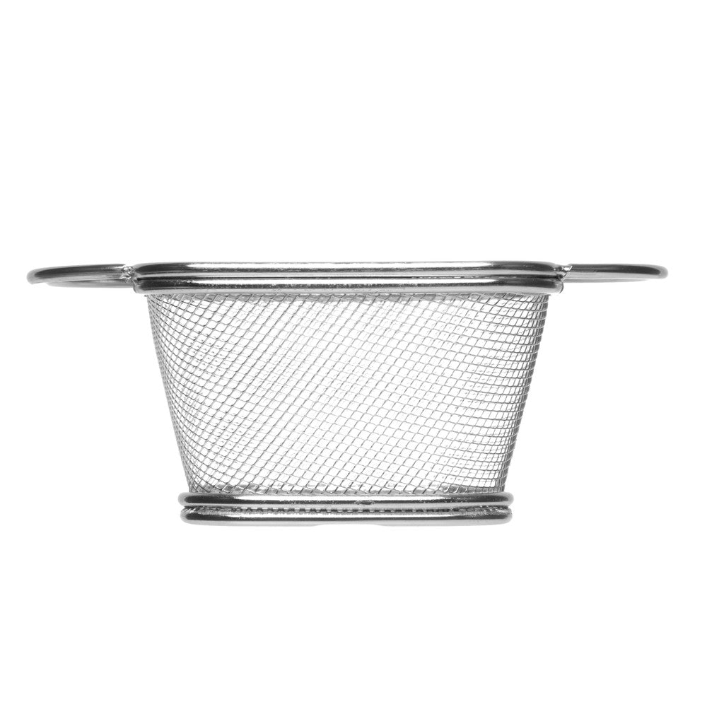 Cesta para Servir Retangular com Alça 9cm x 6cm Aço Inox - Rojemac Profissional