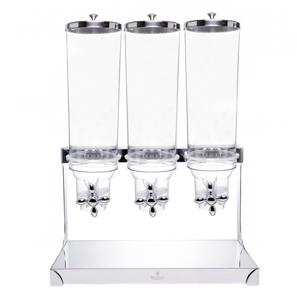 Porta Cereais Triplo 3x 3L Aço Inox - Rojemac Profissional