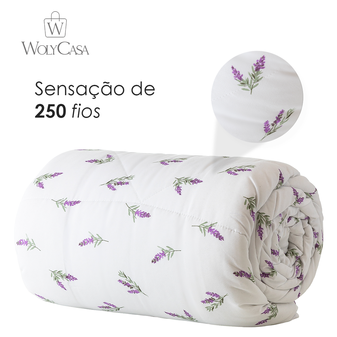 Edredom Essencial Lavanda Queen Toque 250 Fios Microfibra - Lyor
