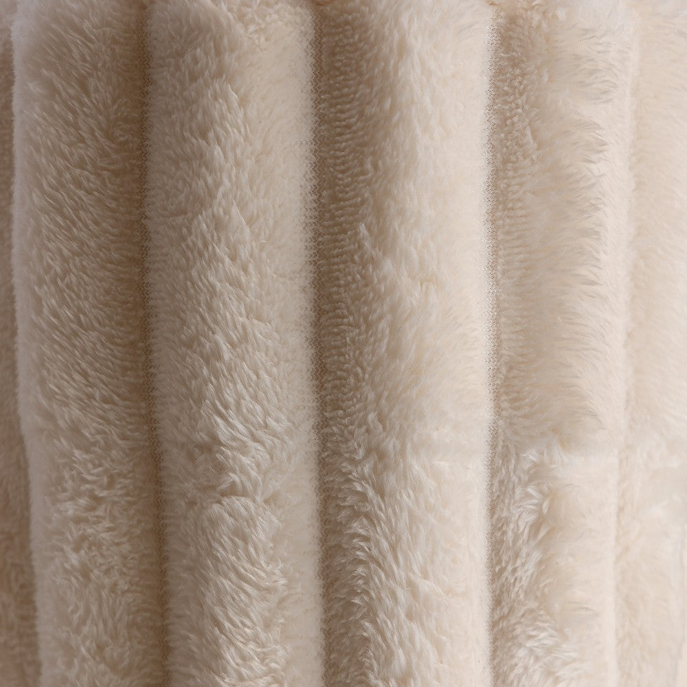 Manta Decorativa Cozy Flannel 127cm x 152cm Off White Poliéster - Lyor