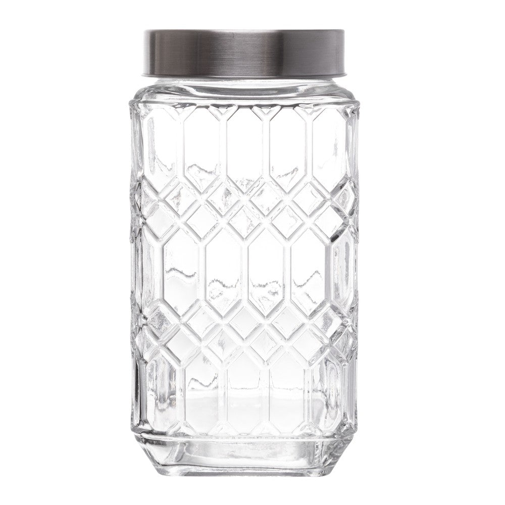 Pote com Tampa de Metal Hexa 1L Vidro - Lyor