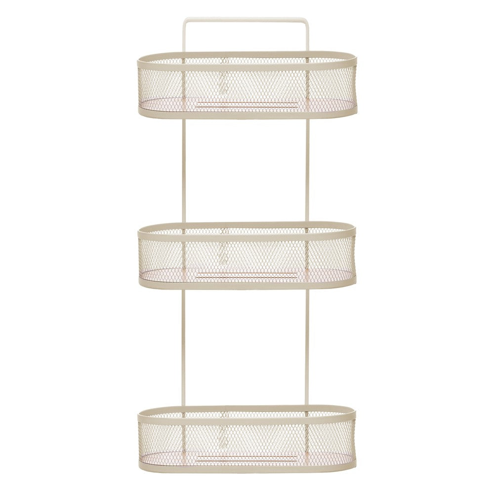 Prateleira Oval com 3 Níveis 26cm x 11cm x 61cm Off White Metal - Wolff