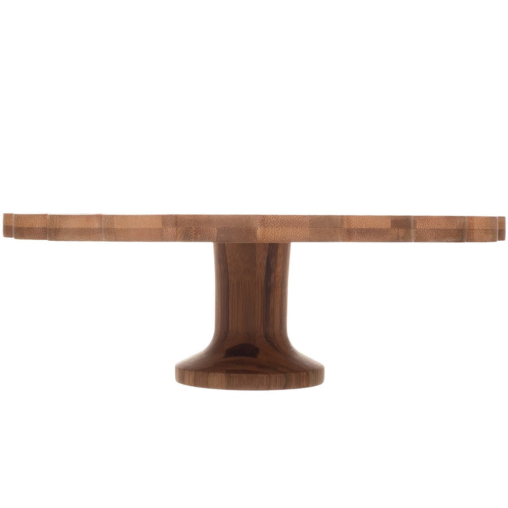 Prato para Bolo com Pé Darker 25cm Marrom Bambu - Wolff