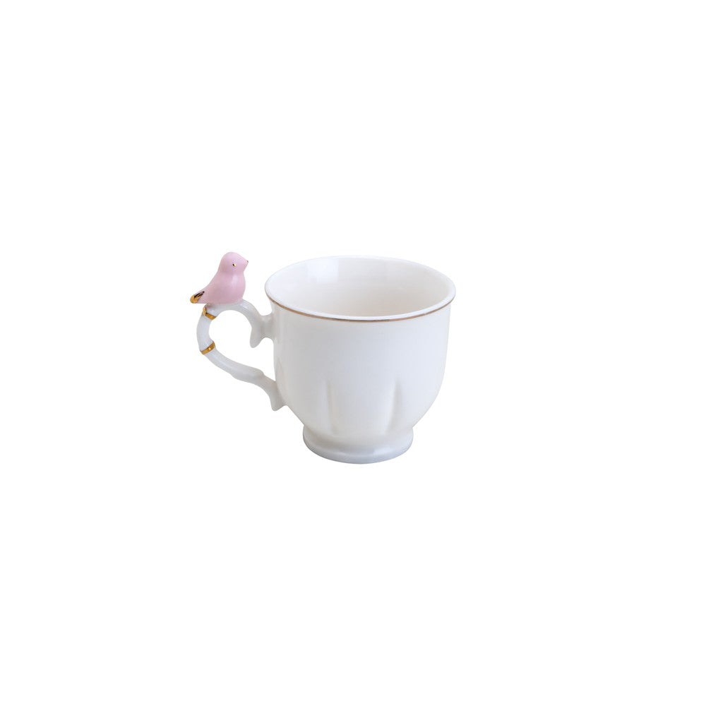 Conjunto 6 Xícaras de Café de Porcelana Birds Round Plate Colorido 100ml - Wolff