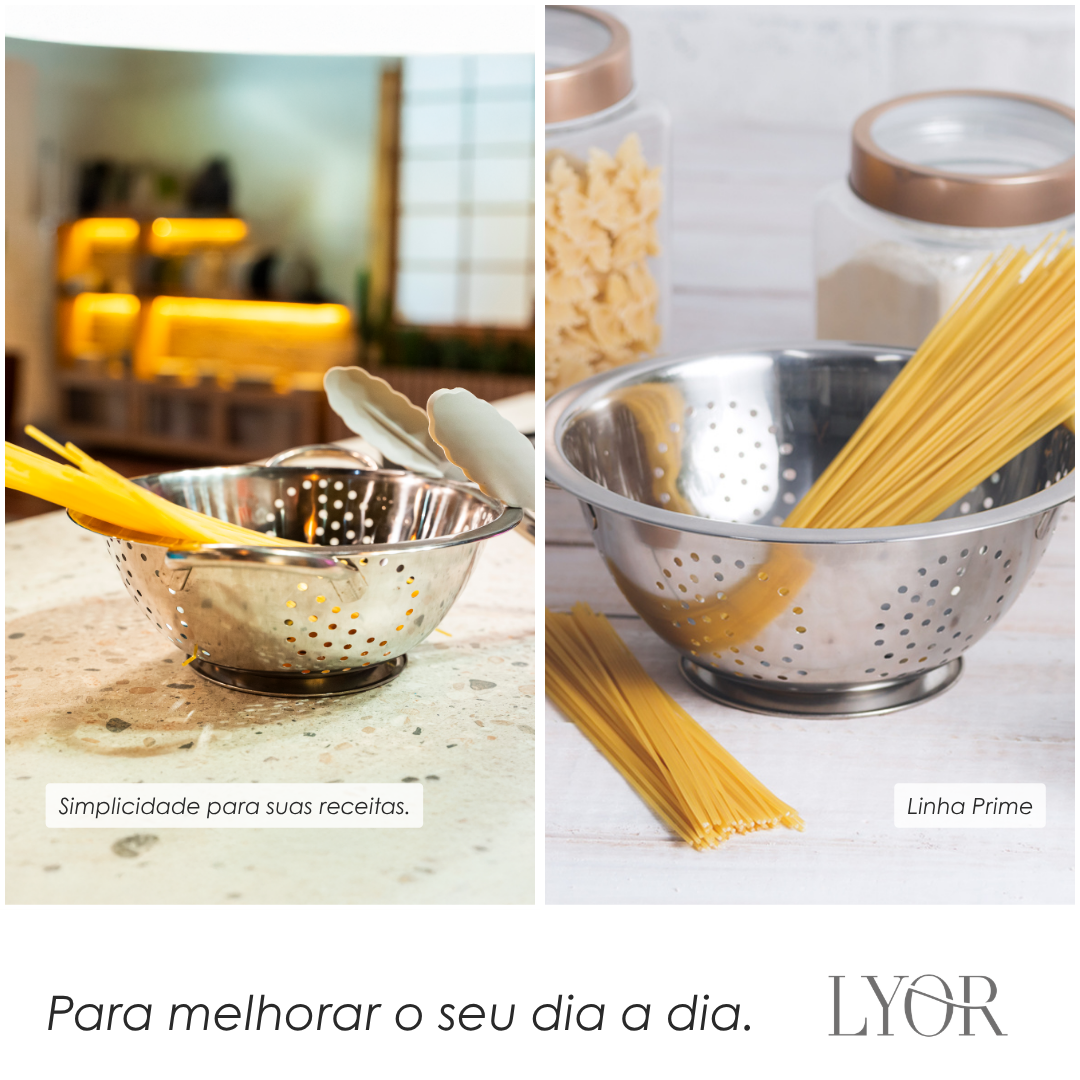 Escorredor de Massas de Aço Inox Prime 24cm - Lyor