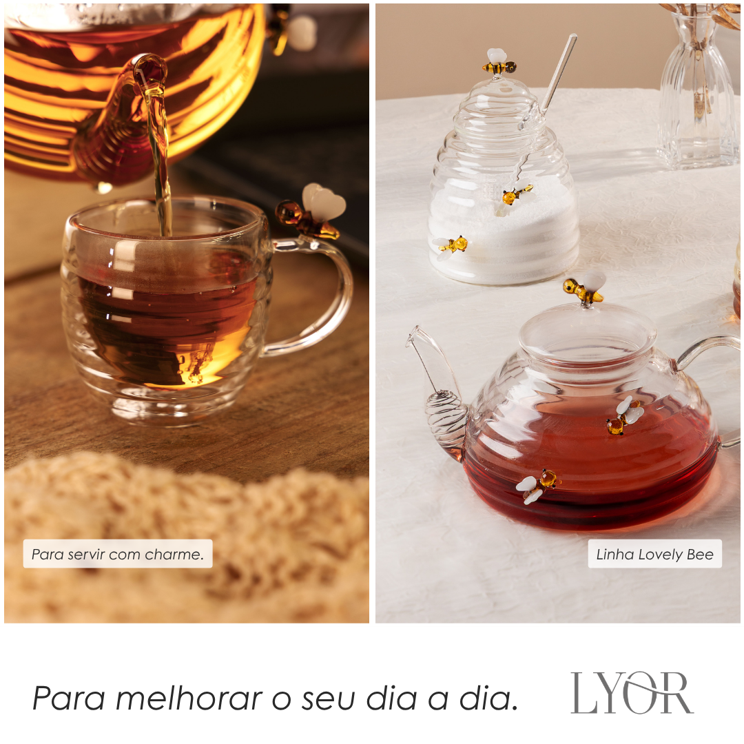 Chaleira de Vidro Borossilicato com Filtro Lovely Bee 650ml - Lyor
