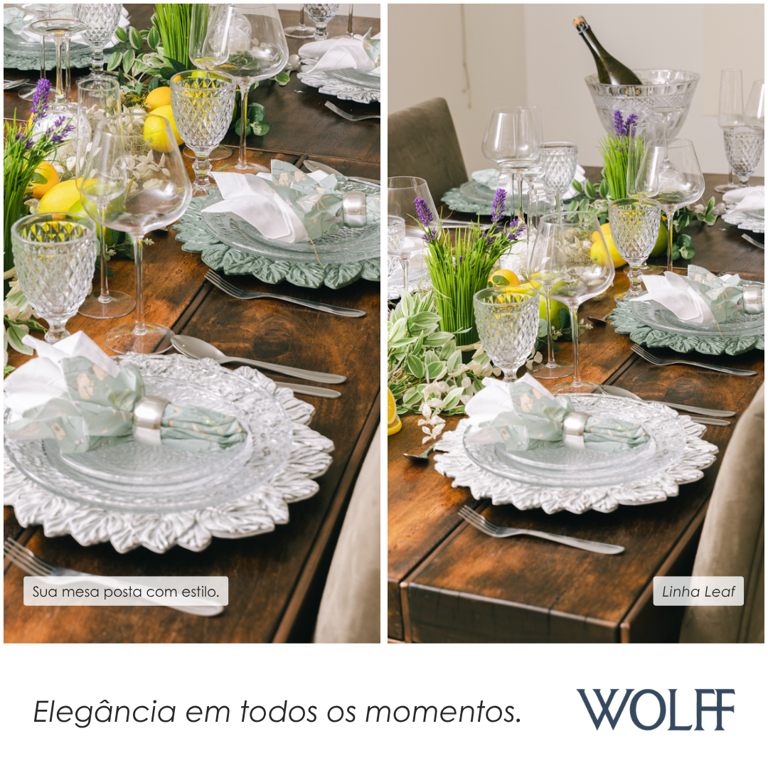Sousplat de Plástico Patinado Garden Leaf Branco 35cm - Lyor