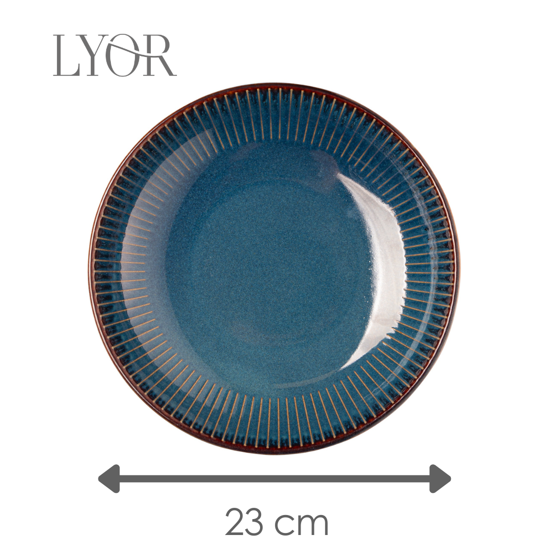 Prato para Massa de Cerâmica Linear Azul - Lyor