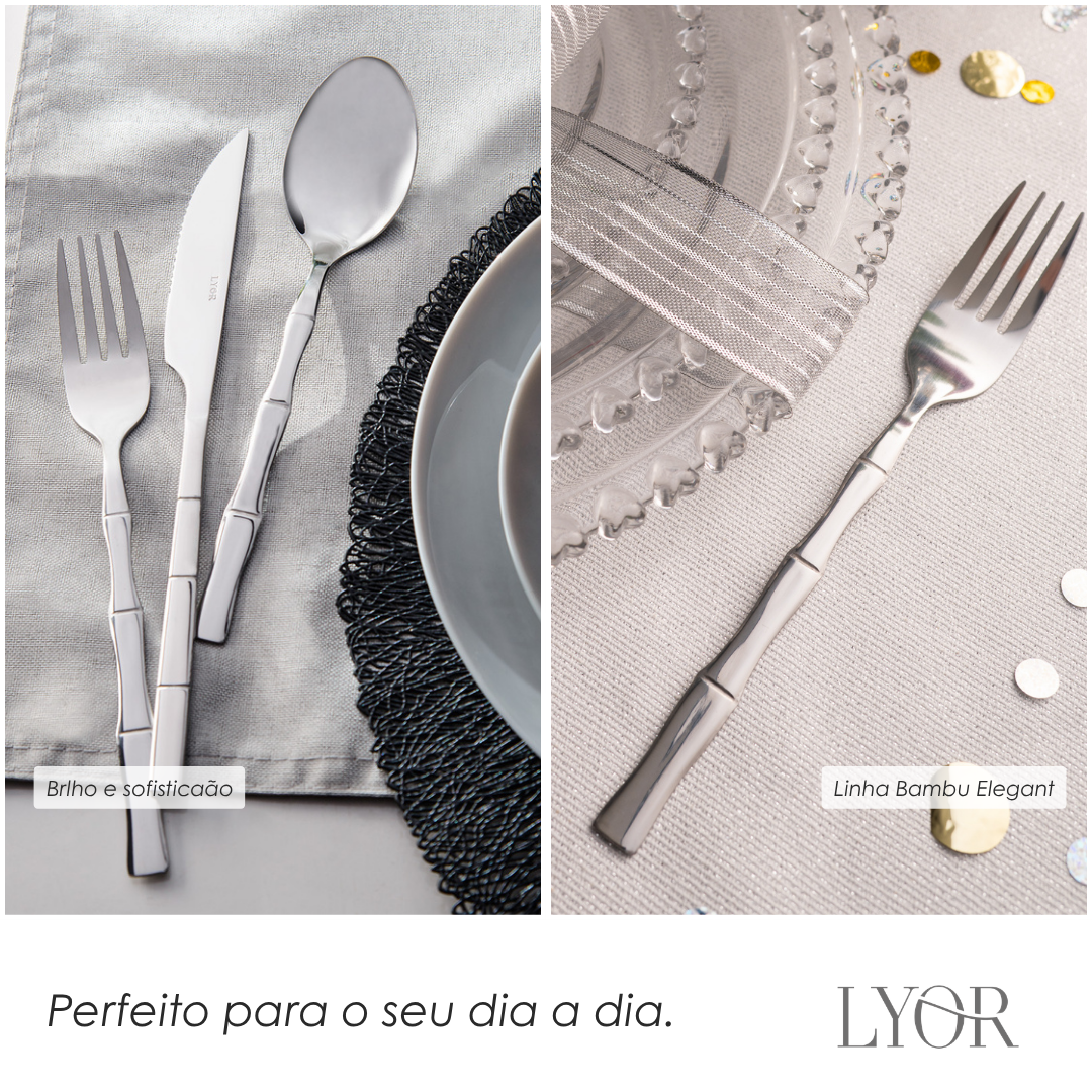 Conjunto 6 Garfos para Mesa de Aço Inox Bambu Elegant 20m - Lyor
