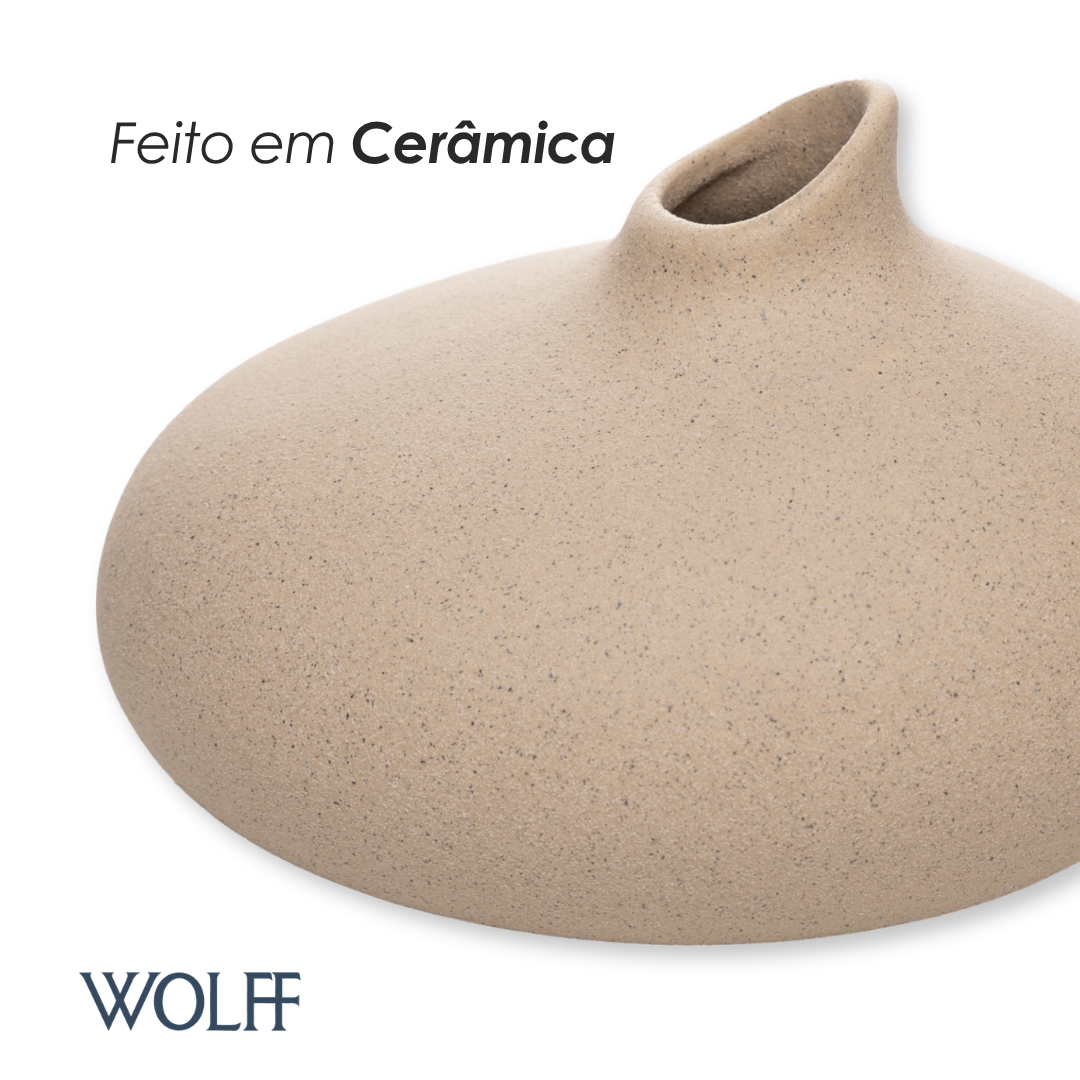 Vaso Ampola 18cm x 15,5cm x 11,5cm Bege Cerâmica - Wolff
