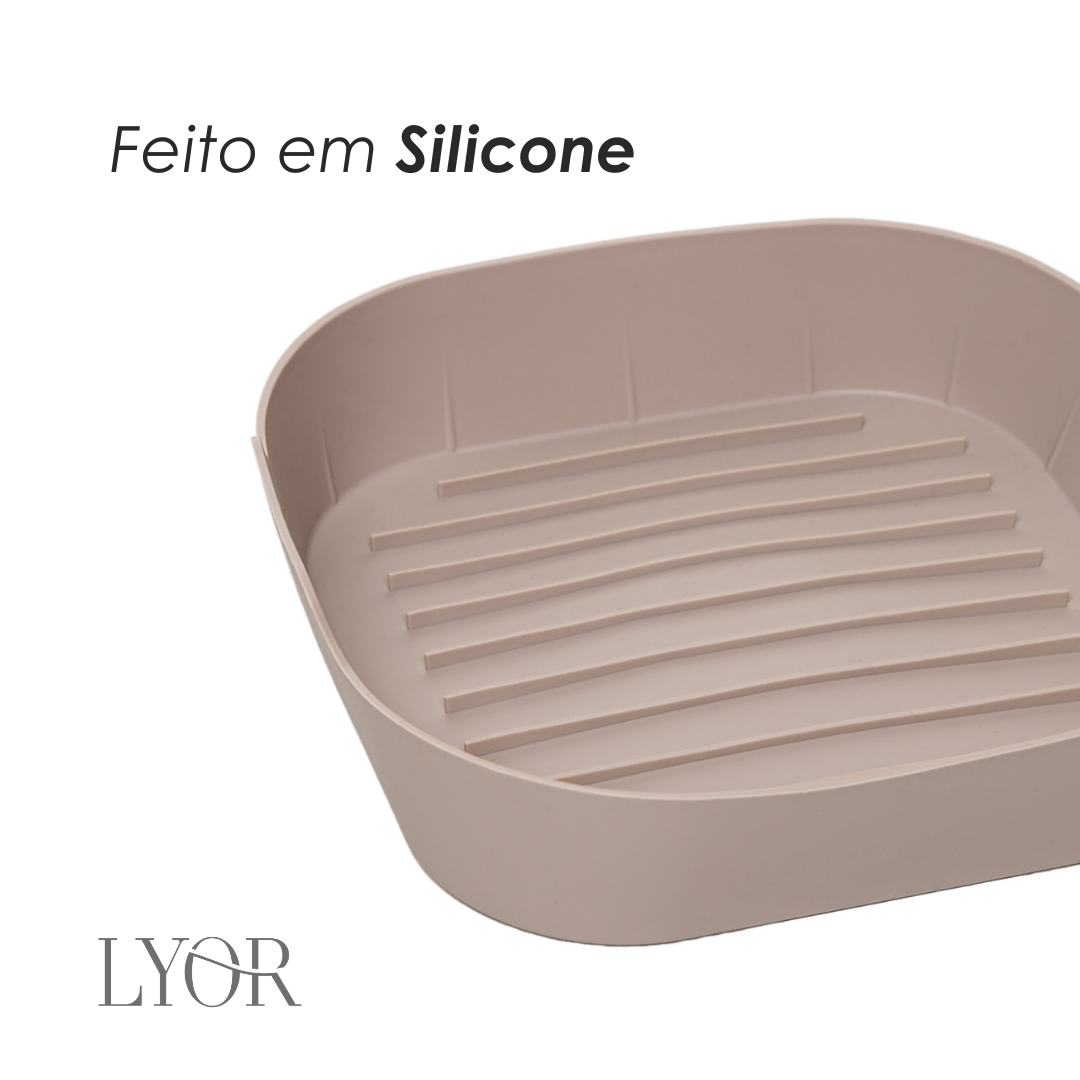 Forma Quadrada para Air Fryer 18cm x 5.5cm Bege Silicone - Lyor