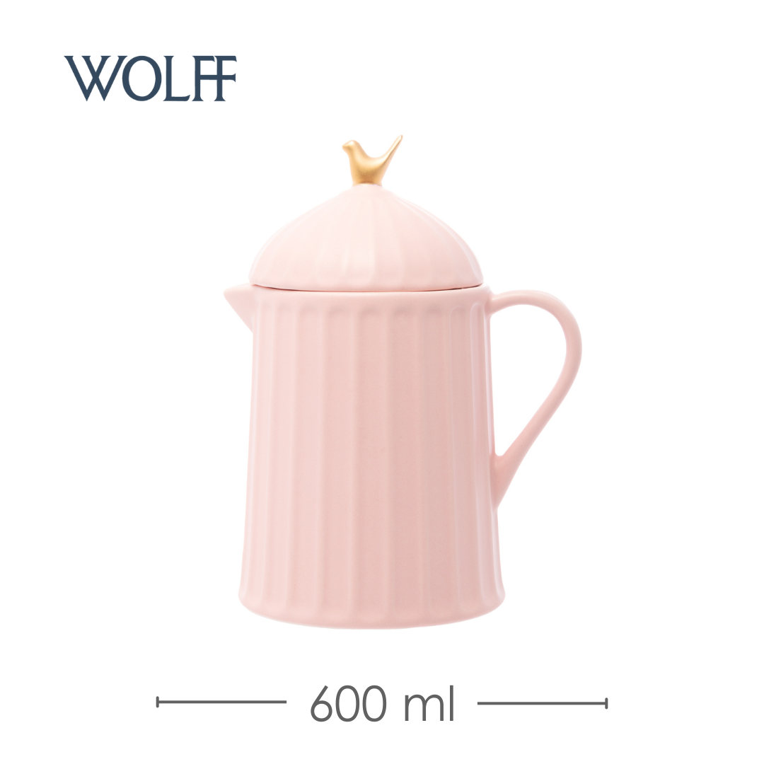 Bule de Cerâmica Colibri com Tampa Rosa 600ml - Wolff