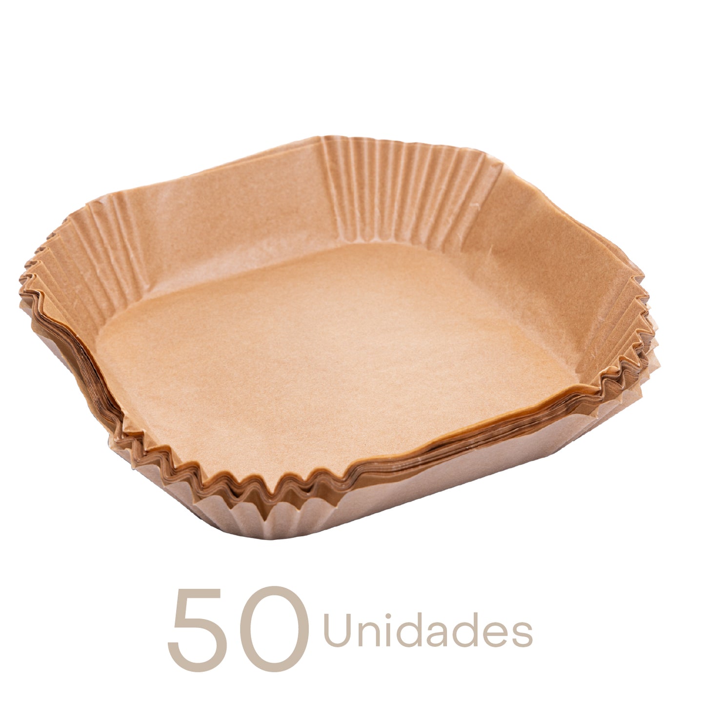 Conjunto de 50 Formas de Papel Descartável para Air Fryer 16cm x 16cm x 4,5cm - Lyor