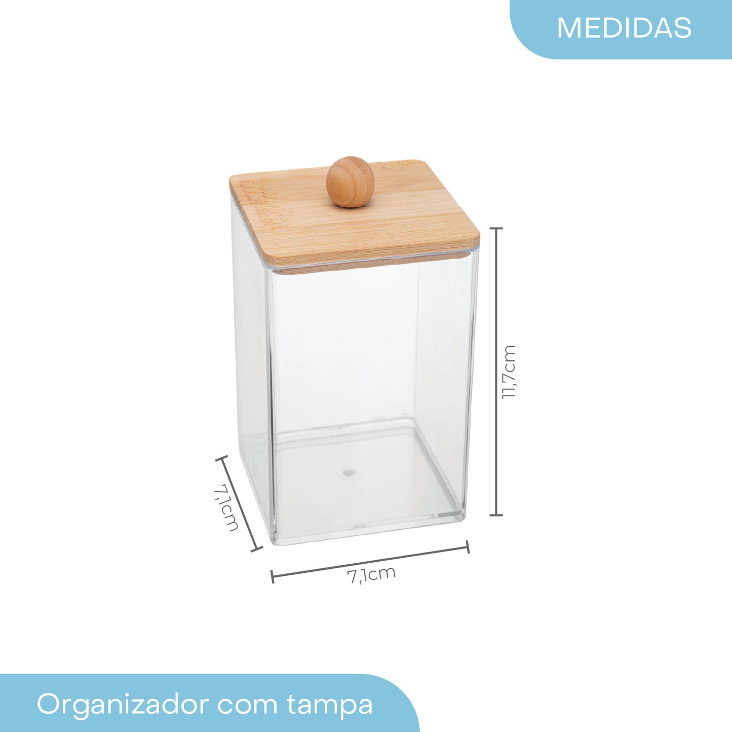 Organizador com Tampa de Bambu My Box 7,1cm x 11,5cm Poliestireno - Lyor