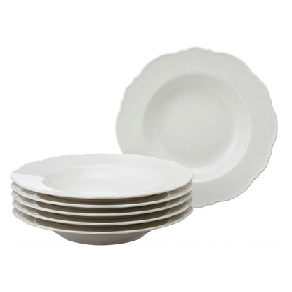 Conjunto 6 Pratos Fundos de Porcelana Maldivas Branco - Wolff