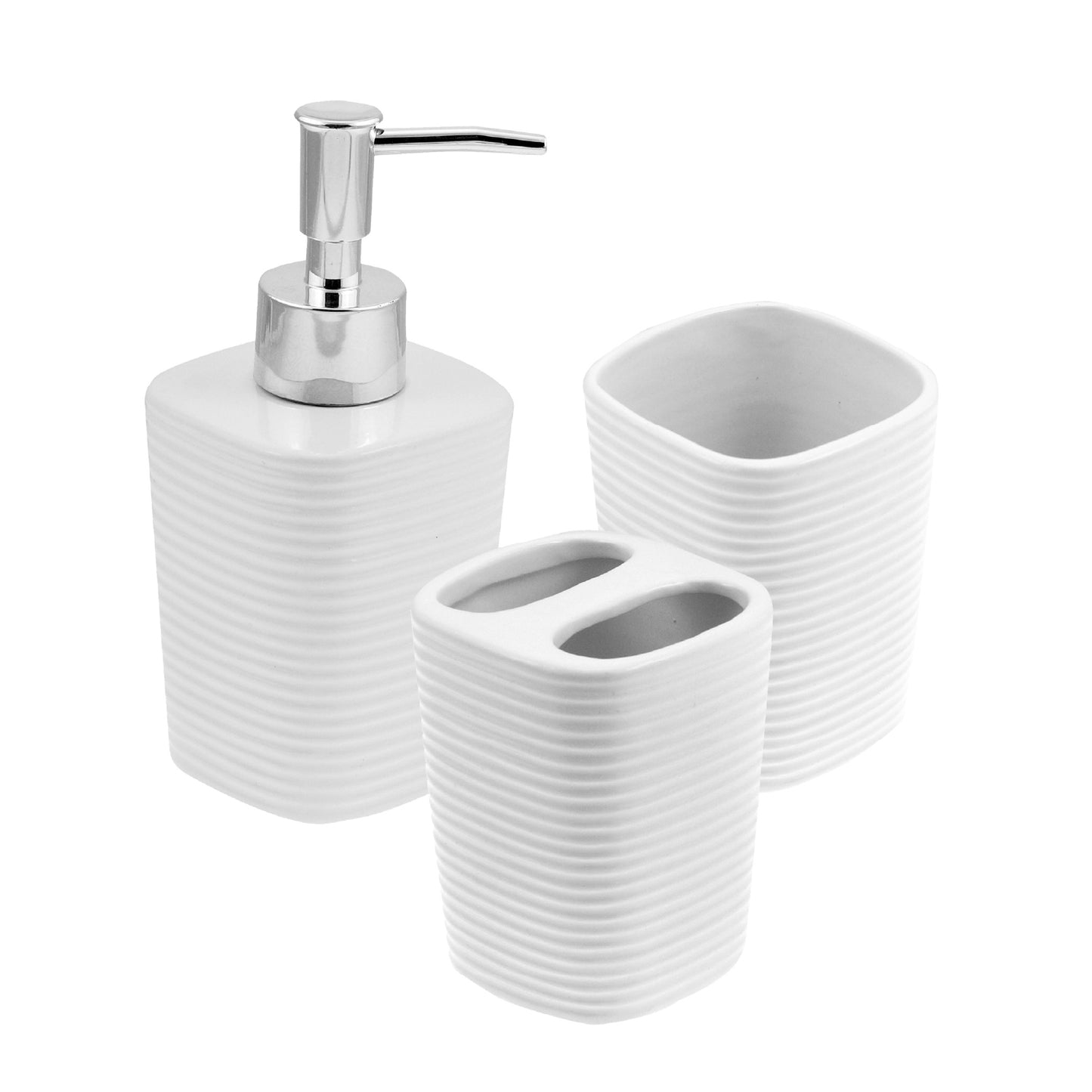 Conjunto 3 Peças para Banheiro Lines Branco - Wolff