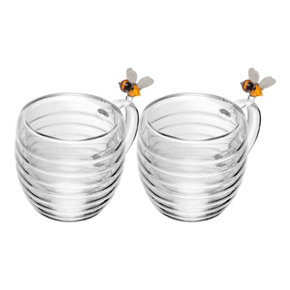 Conjunto 2 Xícaras de Chá Parede Dupla de Vidro Borossilicato Lovely Bee 180ml - Lyor