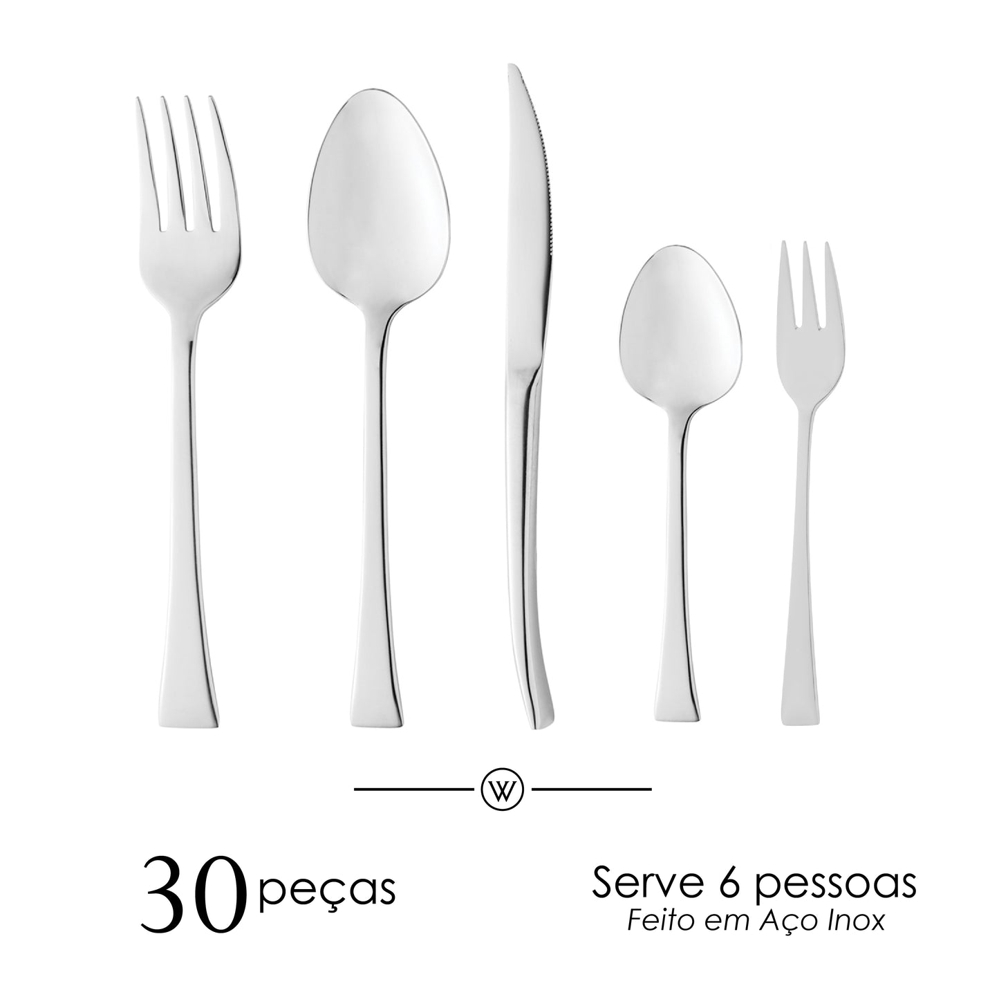 Faqueiro 30 Peças de Aço Inox Berna - Wolff