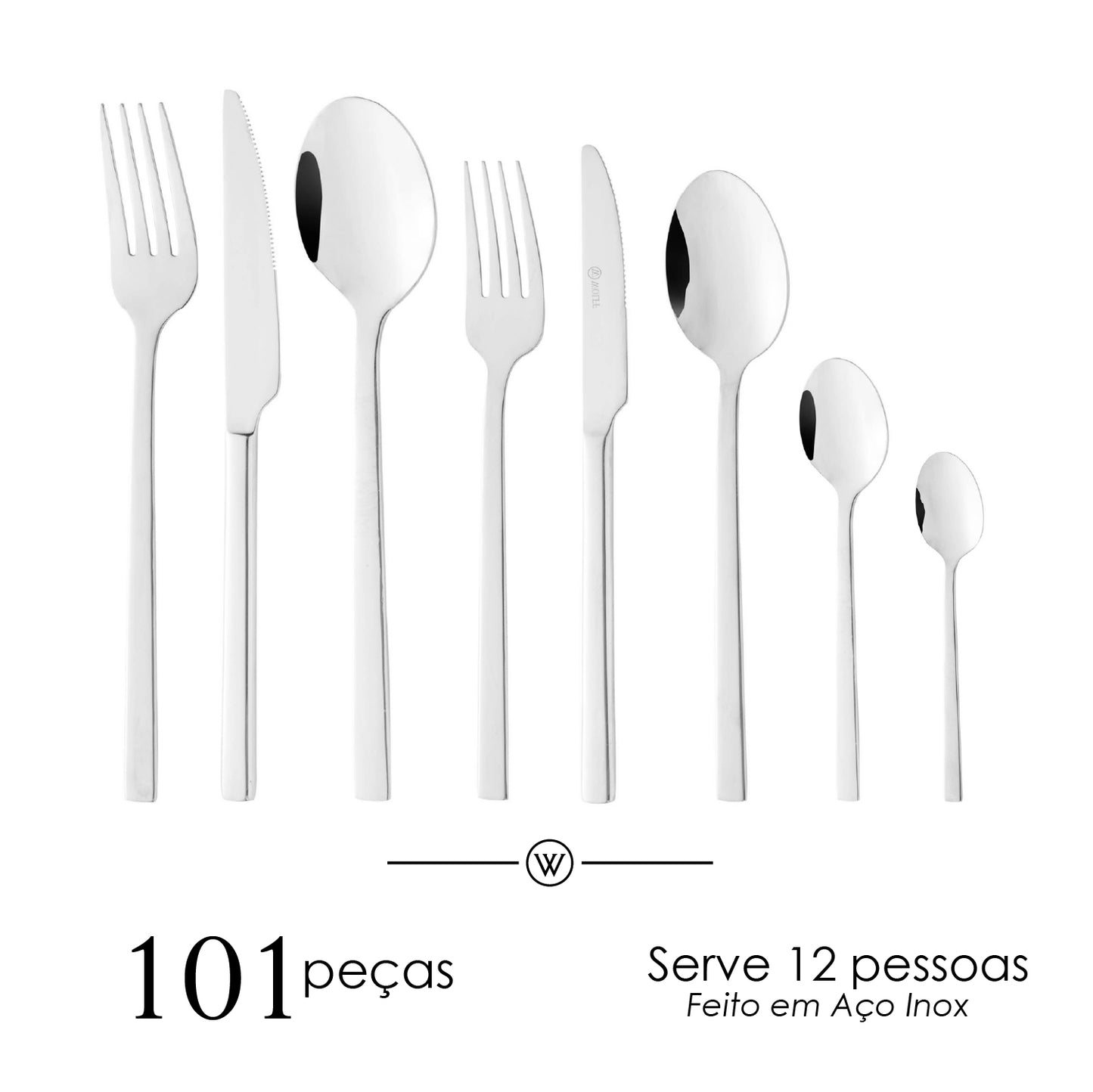 Faqueiro 101 Peças de Aço Inox com Caixa Litografada Firenze - Wolff
