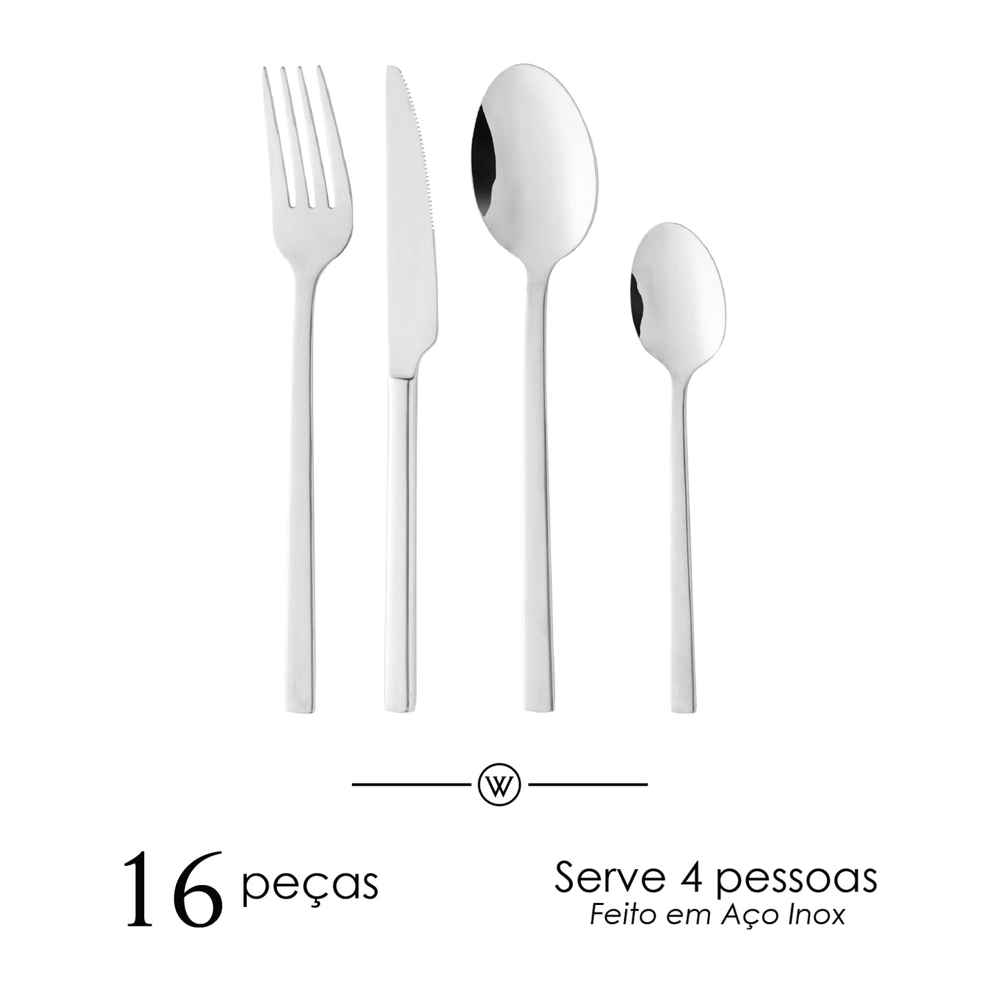 Conjunto 7 Peças Espátula para Bolo e 6 Garfos para Sobremesa Viena Aço Inox - Wolff