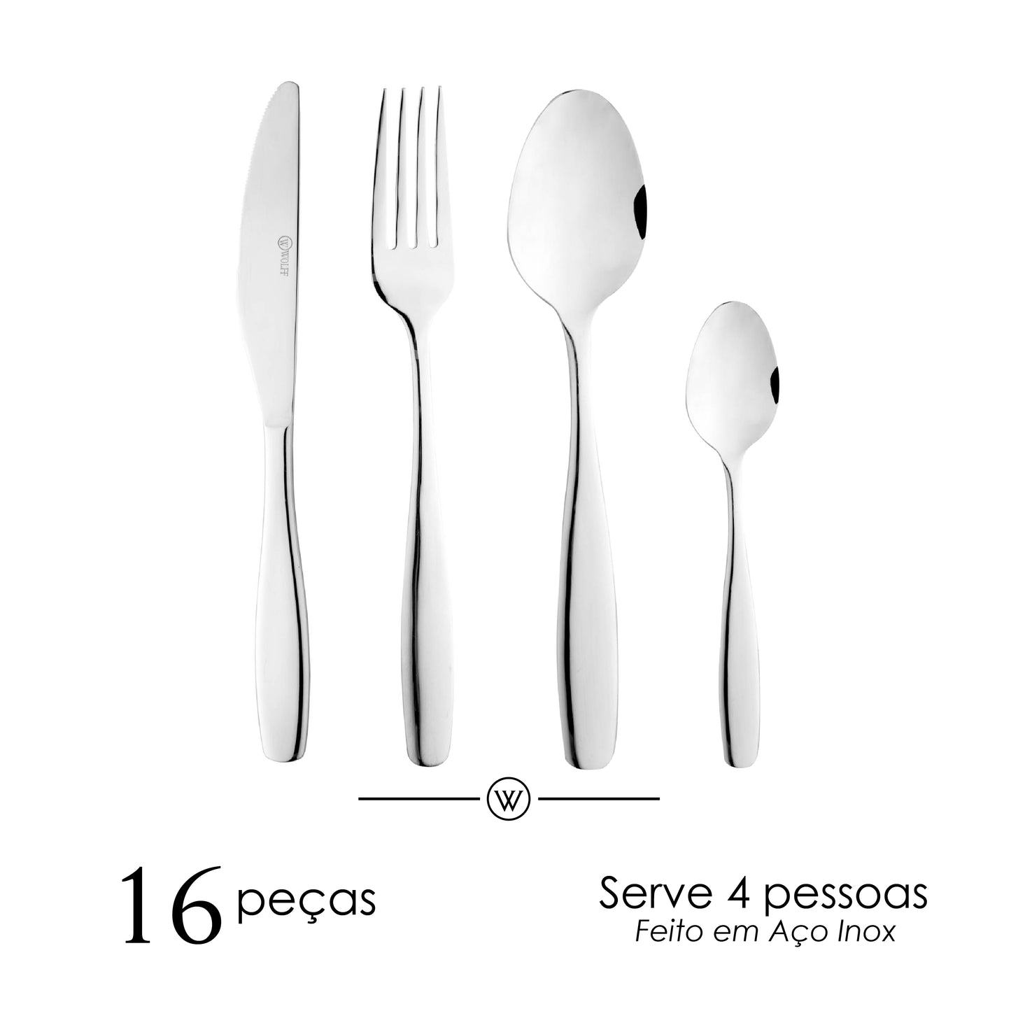 Faqueiro 16 Peças Cannes Aço Inox - Wolff
