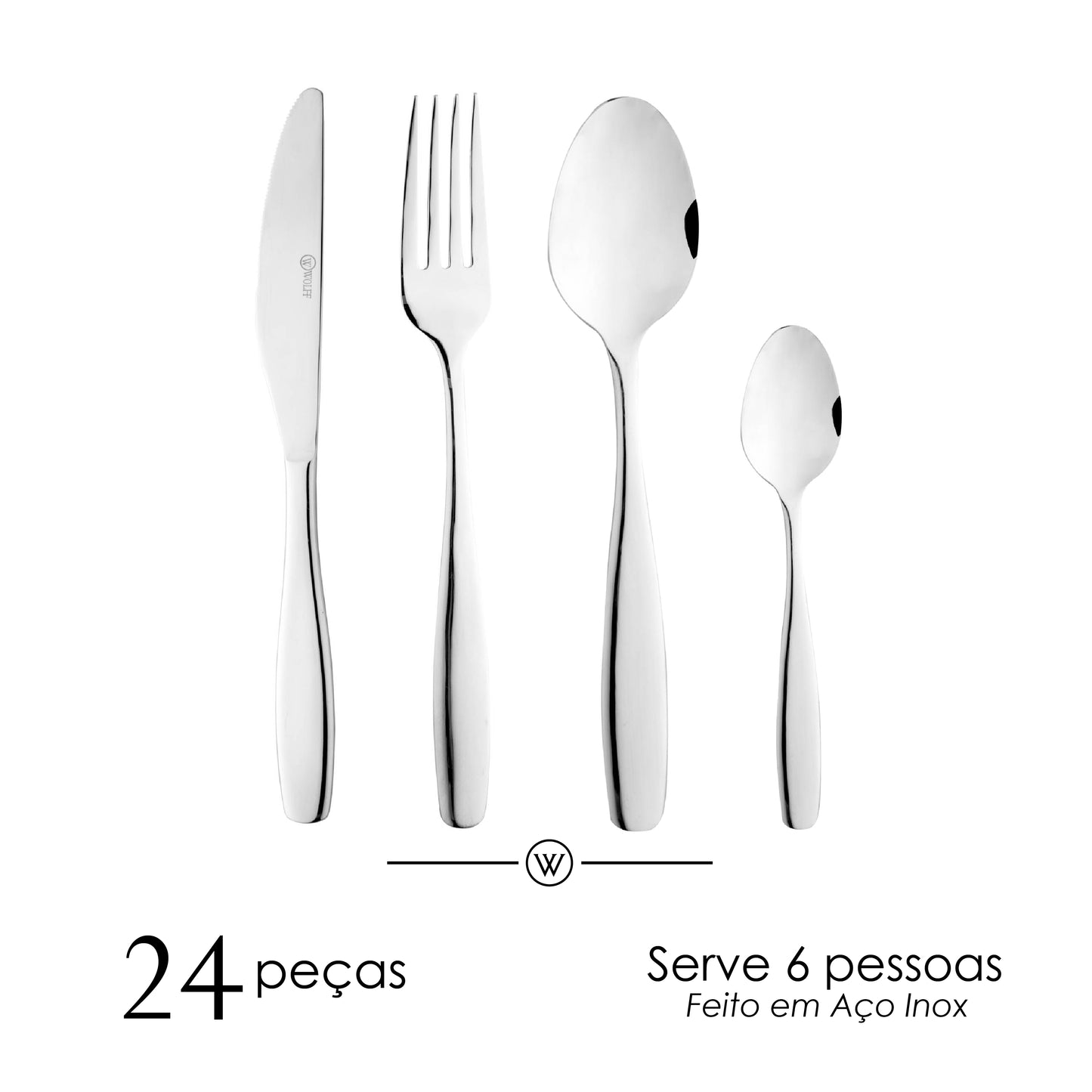 Faqueiro 24 Peças Cannes Aço Inox - Wolff