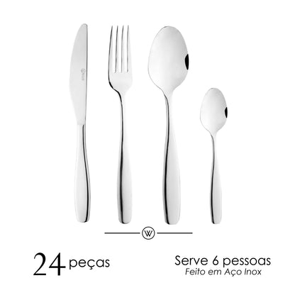 Faqueiro 24 Peças Cannes Aço Inox - Wolff