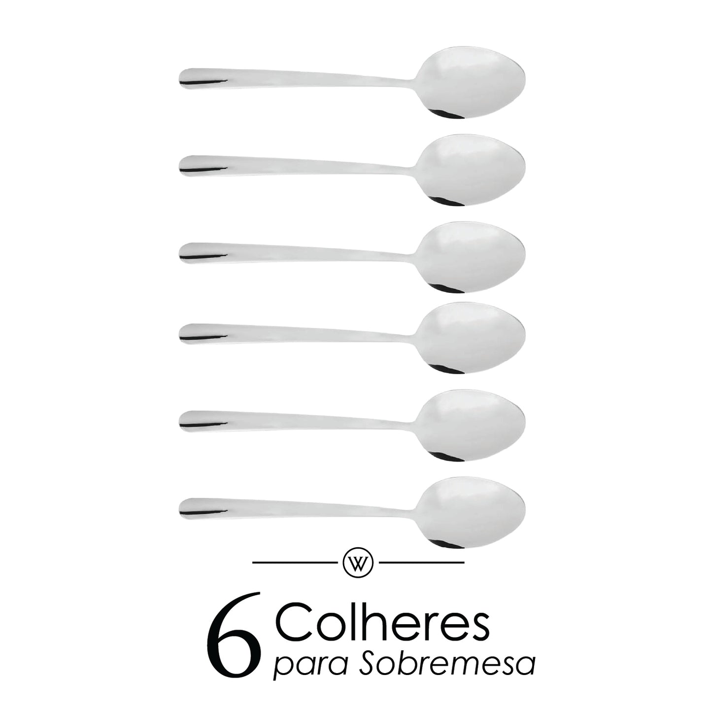 Conjunto 6 Colheres para Sobremesa Viena Aço Inox - Wolff