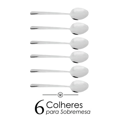Conjunto 6 Colheres para Sobremesa Viena Aço Inox - Wolff