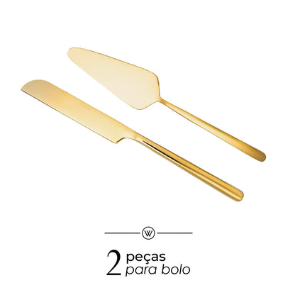 Conjunto 2 Peças para Bolo Viena Dourado Aço Inox - Wolff