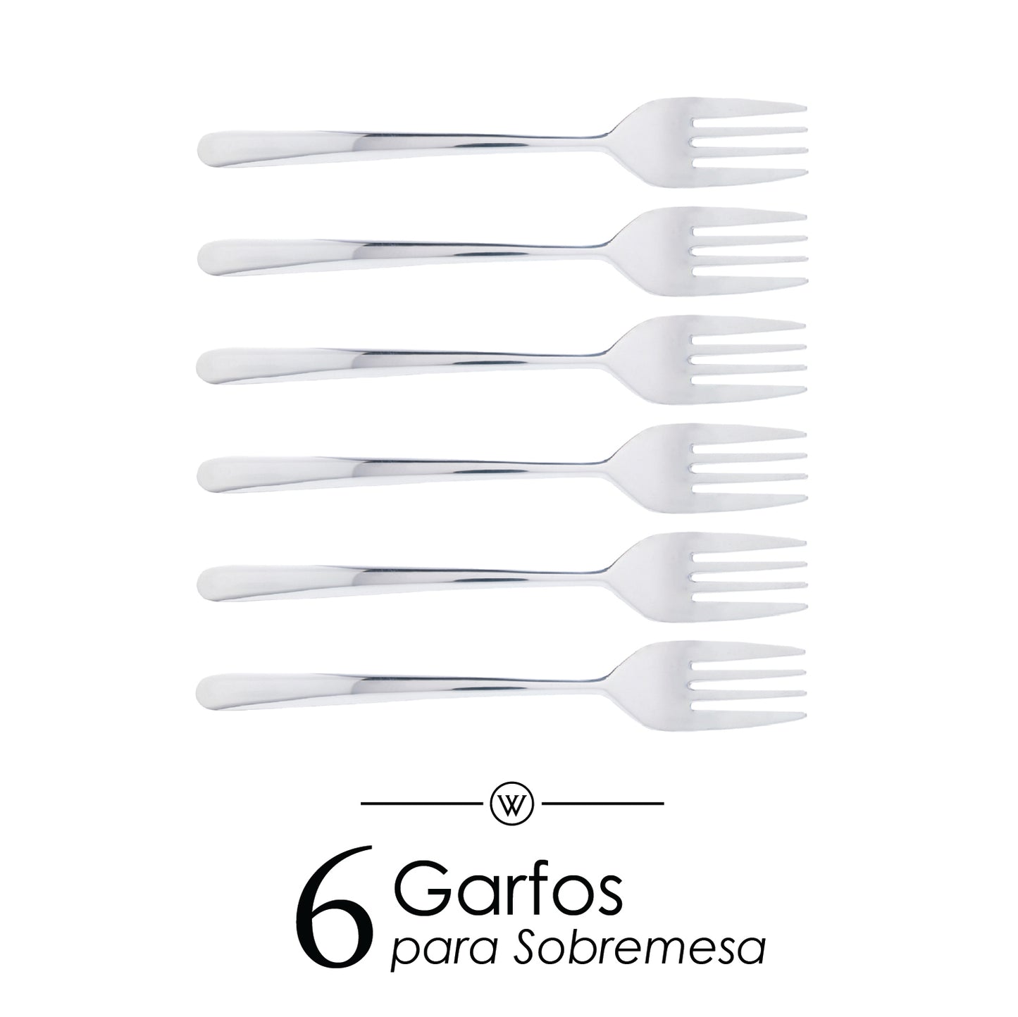 Conjunto 6 Garfos para Sobremesa Viena Aço Inox - Wolff