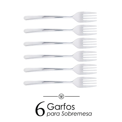 Conjunto 6 Garfos para Sobremesa Viena Aço Inox - Wolff