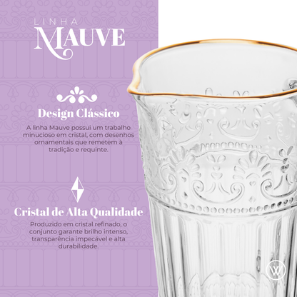 Jarra Mauve com Fio de Ouro 750ml Cristal - Wolff