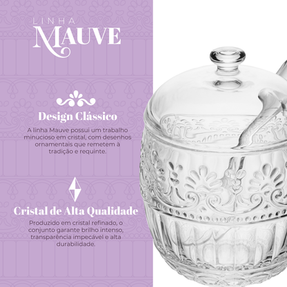 Açucareiro com colher Mauve 8,5cm x 11cm Cristal - Wolff