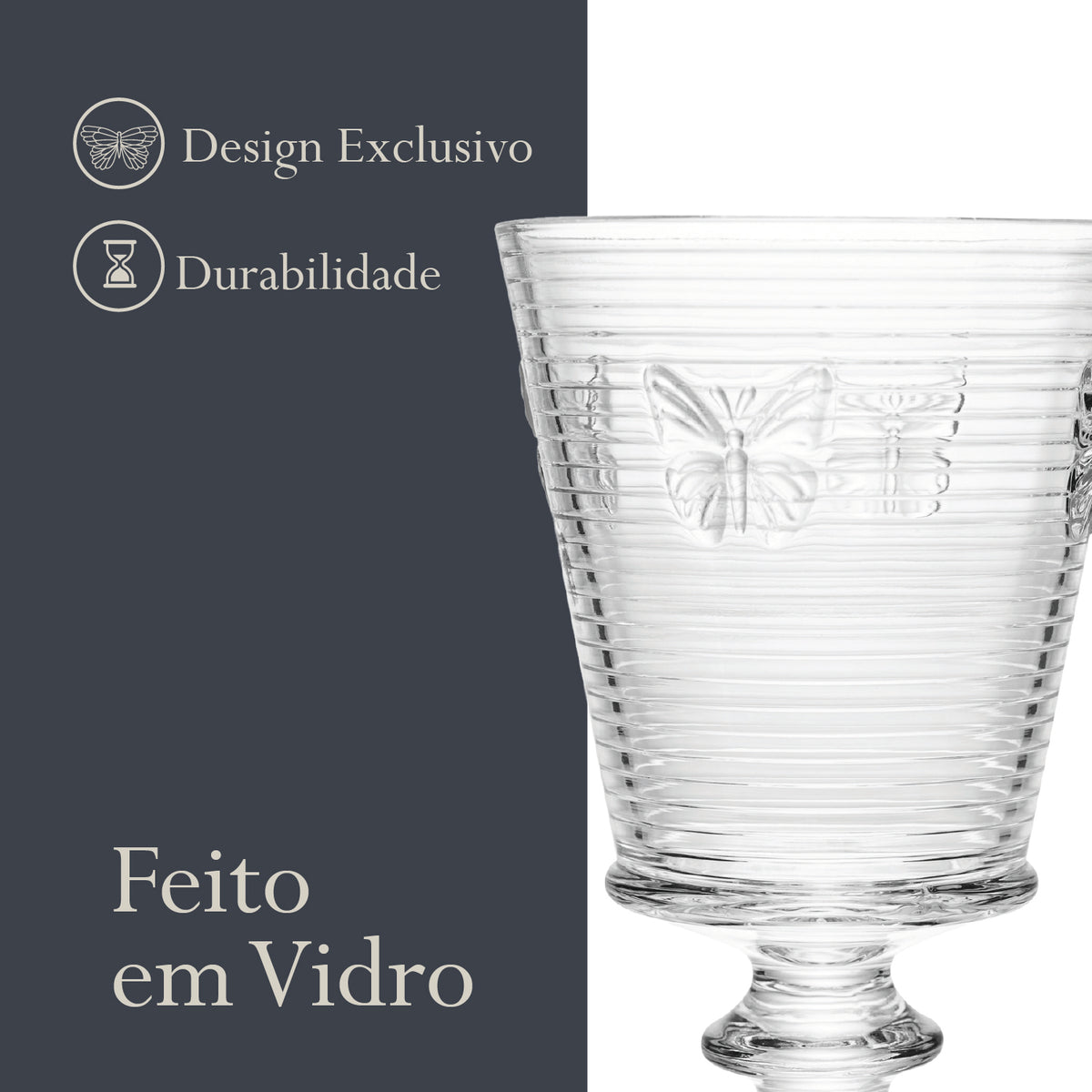 Conjunto 4 Taças de Água Lines Butterfly 350Ml Vidro - Wolff
