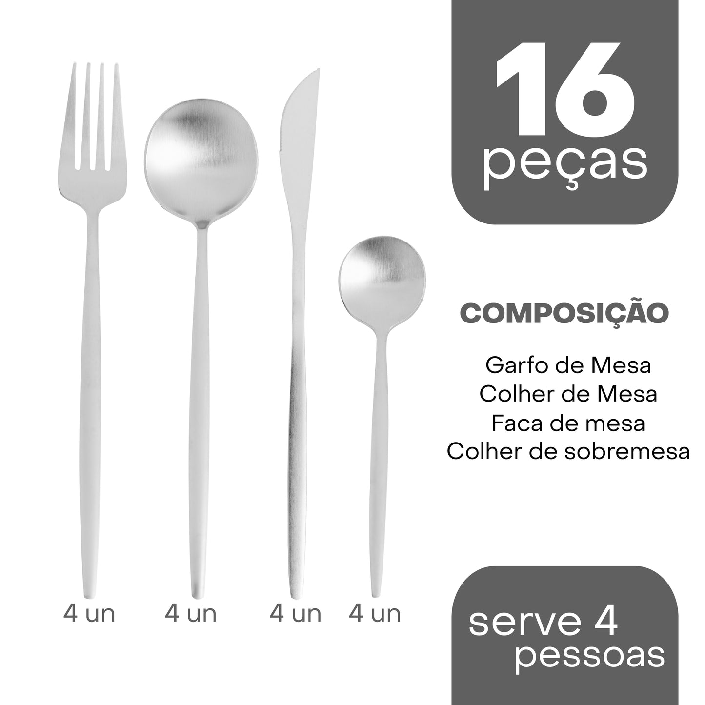 Faqueiro 16 Peças de Aço Inox Ópera - Lyor