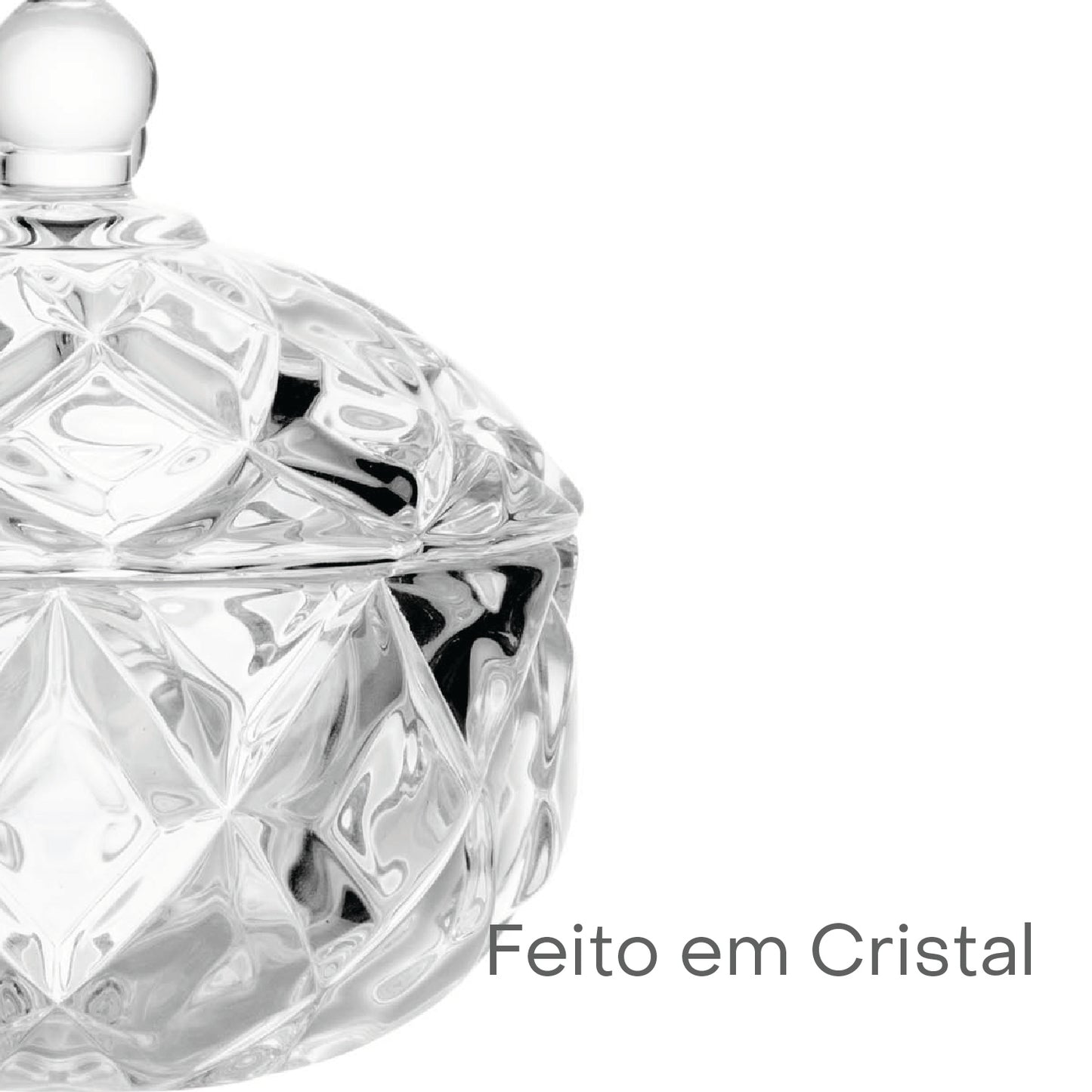 Potiche de Cristal Redondo Deli Diamond 10,5cm x 10,5cm x 11,5cm - Lyor