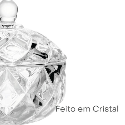 Potiche de Cristal Redondo Deli Diamond 10,5cm x 10,5cm x 11,5cm - Lyor