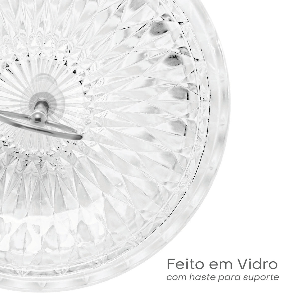 Porta Doces de Vidro 2 Andares Diamond 25cm - Lyor