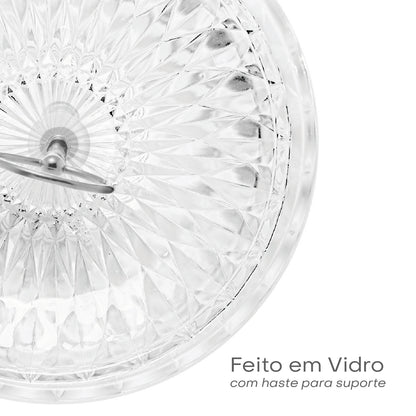 Porta Doces de Vidro 2 Andares Diamond 25cm - Lyor