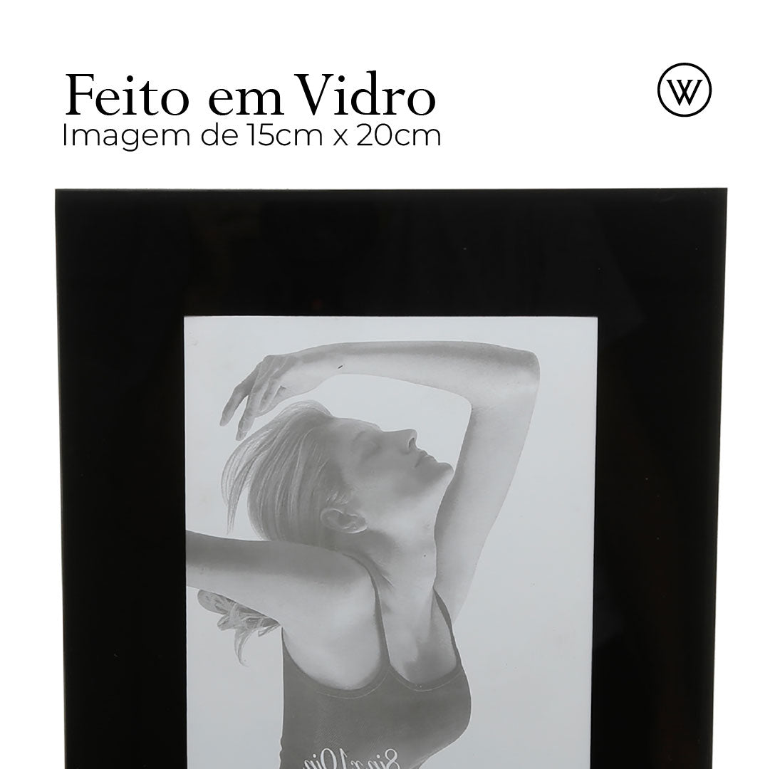 Porta-Retrato de Vidro Preto 15cm x 20cm - Wolff