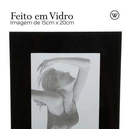 Porta-Retrato de Vidro Preto 15cm x 20cm - Wolff