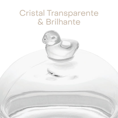 Manteigueira de Cristal Pássaro 9,5cm x 6,5cm - Lyor