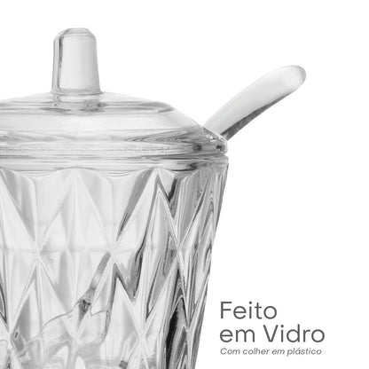Açucareiro Diamond 11,00cm x 8,50cm x 10,50cm Cristal – Lyor