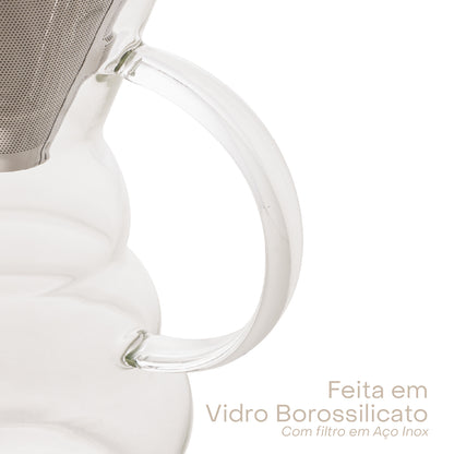 Cafeteira de Vidro Borossilicato com Filtro em Inox 500ml - Lyor