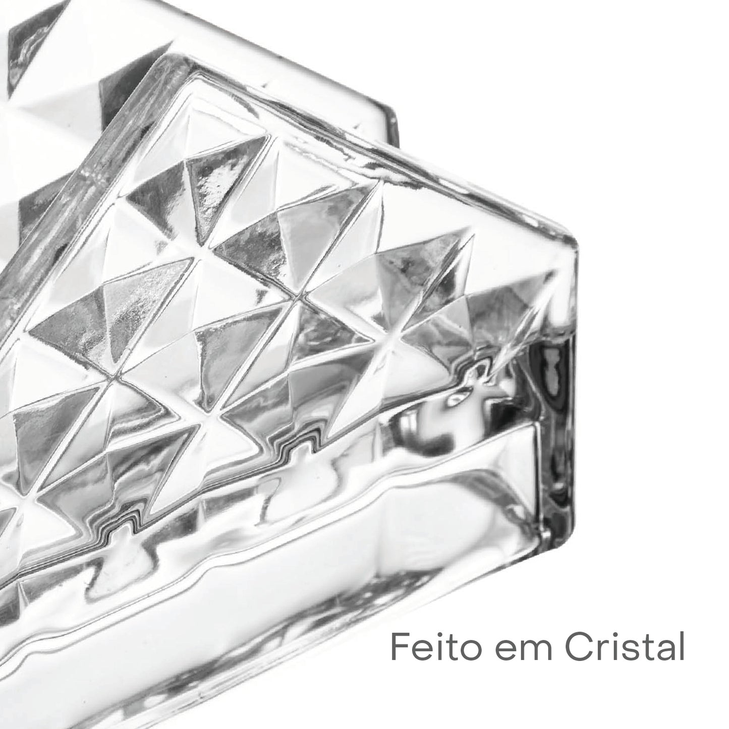 Porta Guardanapos de Cristal Ecológico Diamond 12,5cm x 4cm x 9,5cm - Lyor