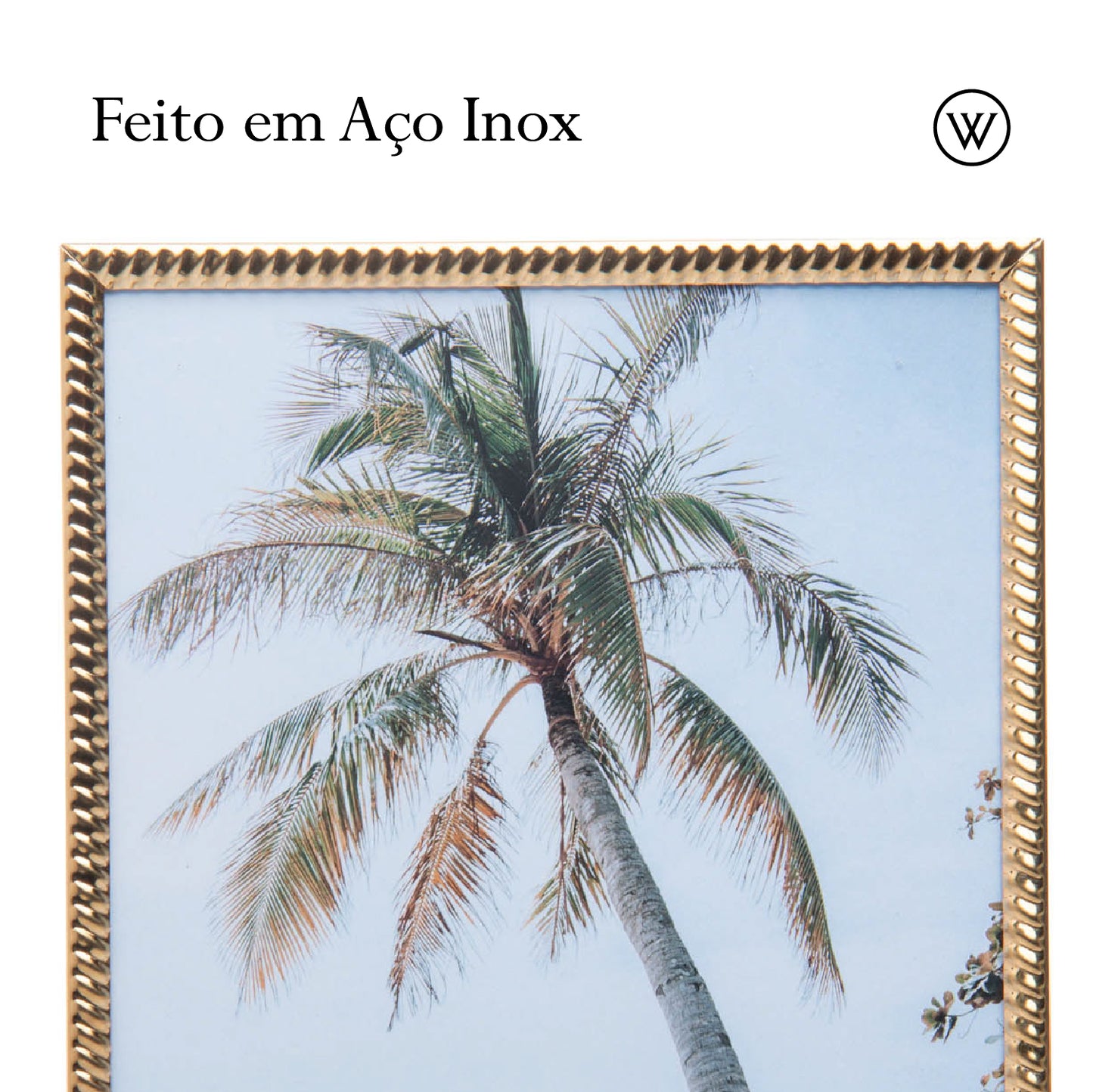 Porta-Retrato de Aço Inox Spiral Dourado 15cm x 20cm - Wolff