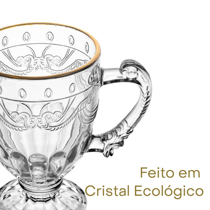 Xícara de Cristal Ecológico com Fio de Ouro Imperial 190ml - Lyor