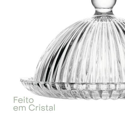 Prato para Doce com Tampa Renaissance 14,4cm x 14,4cm x 9,5cm Cristal - Lyor